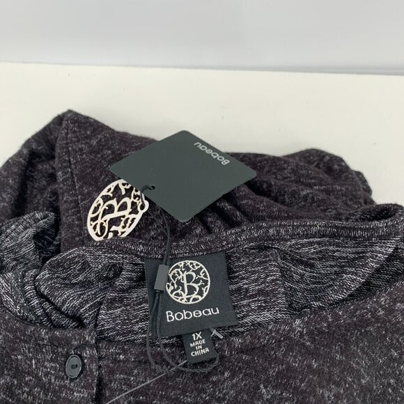 Bobeau knit sweater jumpsuit cropped wide leg heathered black Women Plus new 1X - Picture 5 of 5